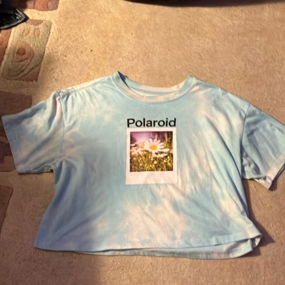Blue and white tie-dye crop top women’s medium